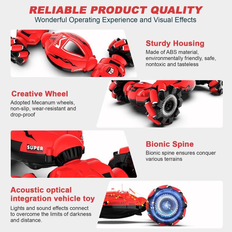 Fosgoit RC Car Toys for Boys Girls 6-12, Birthday Xmas Gifts for 6 7 8 9 10 11 12 Years Old, Gesture Sensing RC Stunt Car with Lights Music 2.4GHz 4WD Hand Remote Control 360Â° Rotate All-Round Drift - Image 5