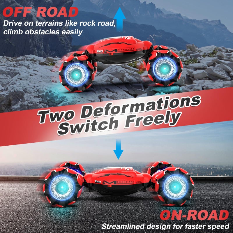 Fosgoit RC Car Toys for Boys Girls 6-12, Birthday Xmas Gifts for 6 7 8 9 10 11 12 Years Old, Gesture Sensing RC Stunt Car with Lights Music 2.4GHz 4WD Hand Remote Control 360Â° Rotate All-Round Drift - Image 2