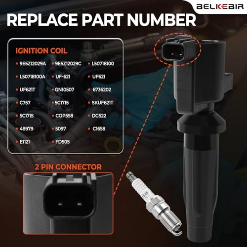 BELKEBIR Set of 4 Ignition Coil Packs & Iridium Spark Plugs Compatible with 2.0L 2.5L 2009-2020 Ford Escape Fusion C-Max Transit, Lincoln MKZ, 2009-2011 Mazda Tribute, Mercury Mariner Milan Replace FD505 UF621 - Image 3