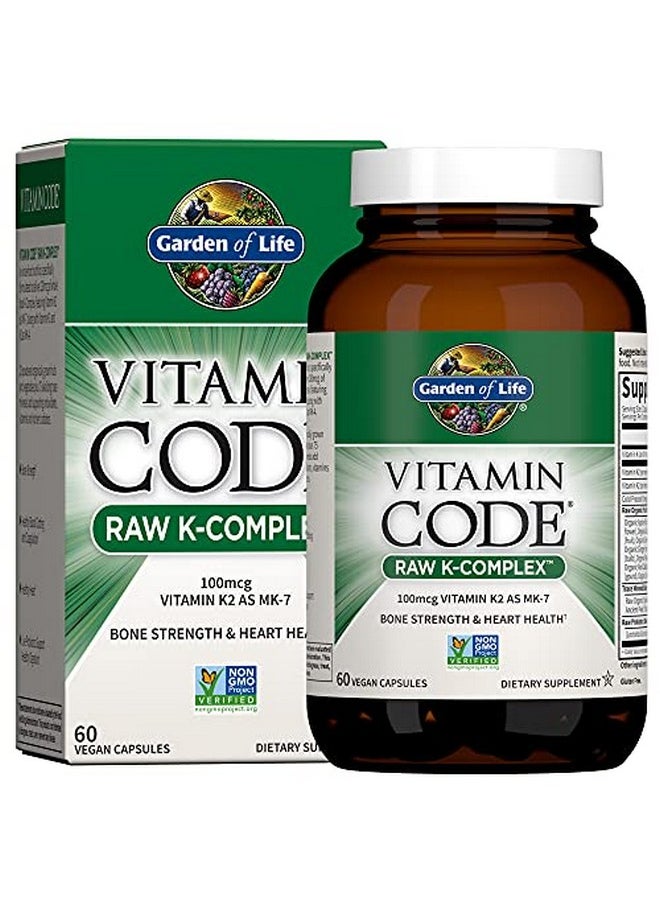 Garden of Life - Vitamin K2 And K1 By Garden Of Life Vitamin Code Vegan K Complex Vitamin For Bone Strength And Heart Health Vitamin K1 And K2 Omega Rich Flax Seed Oil Trace Minerals Probiotics 60 Day Supply - Image 1
