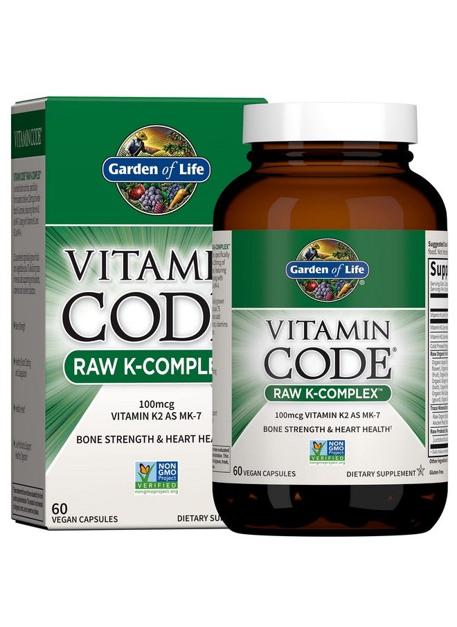 Garden of Life - Vitamin K2 And K1 By Garden Of Life Vitamin Code Vegan K Complex Vitamin For Bone Strength And Heart Health Vitamin K1 And K2 Omega Rich Flax Seed Oil Trace Minerals Probiotics 60 Day Supply - Image 1