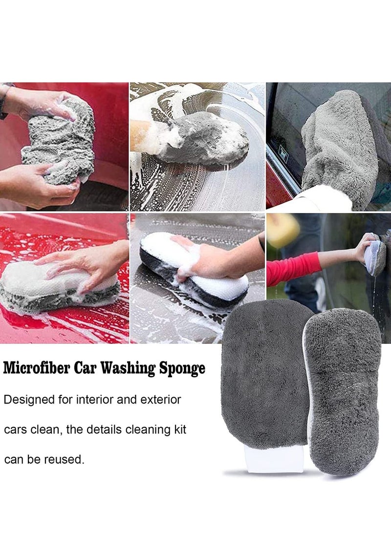 Excefore Car Wash Cleaning Kit, 10PCS Care Clean Tools, Wheel Brushes for Tyre, Microfiber Washing Towels Detailed Interior & Exterior Car, Motorcycle, Bicycle, Van Truck - Image 3