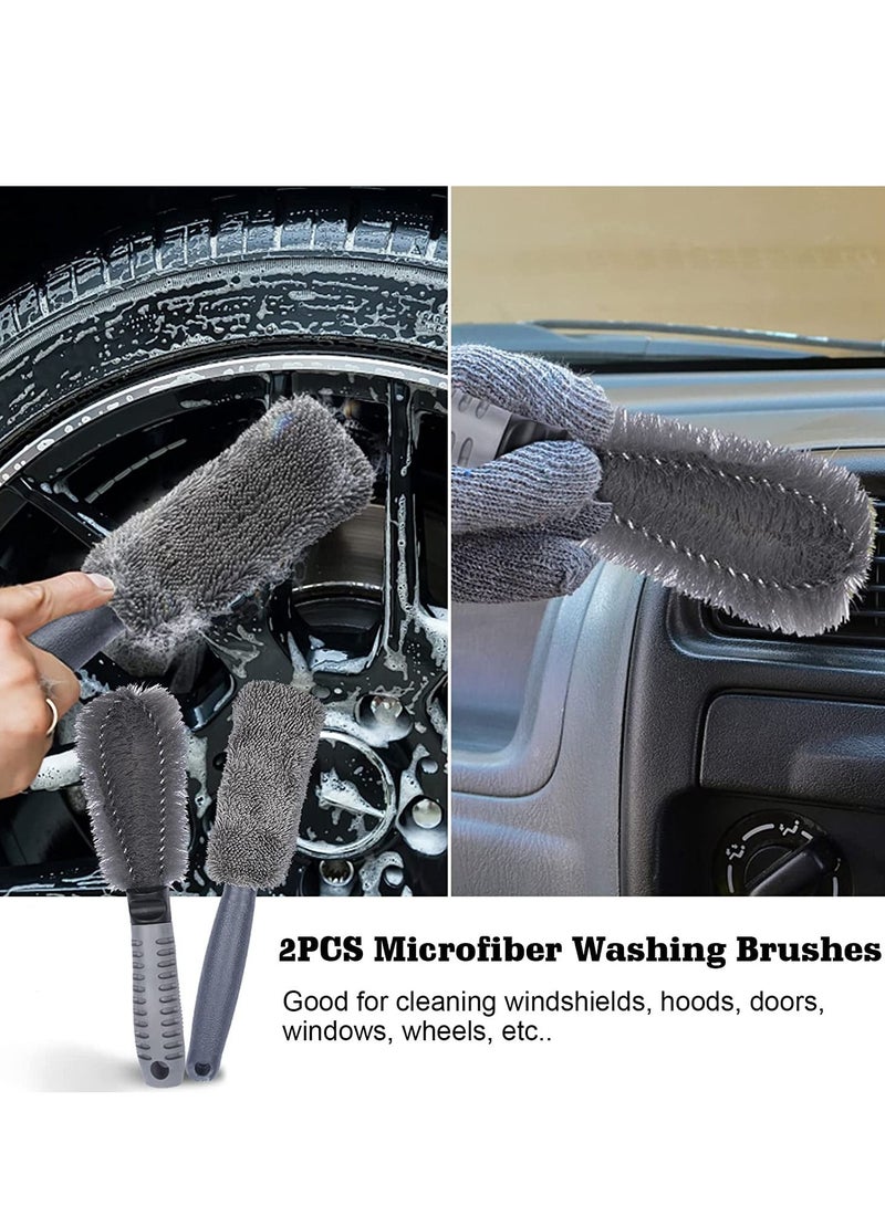 Excefore Car Wash Cleaning Kit, 10PCS Care Clean Tools, Wheel Brushes for Tyre, Microfiber Washing Towels Detailed Interior & Exterior Car, Motorcycle, Bicycle, Van Truck - Image 2