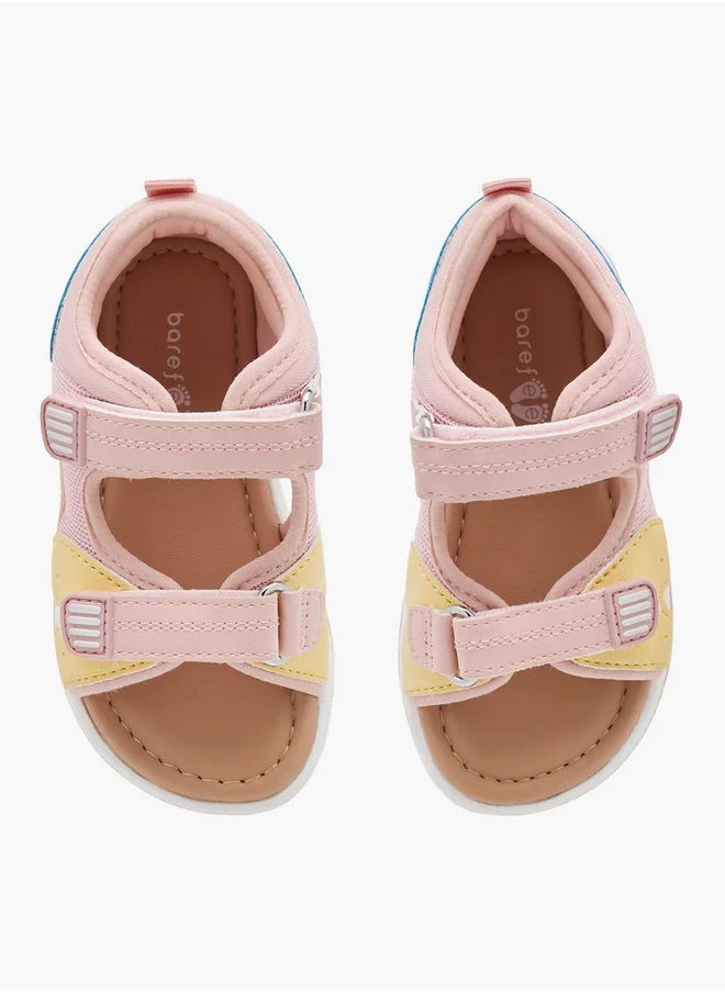 Barefeet Girls Panelled Backstrap Sandals with Hook and Loop Closure