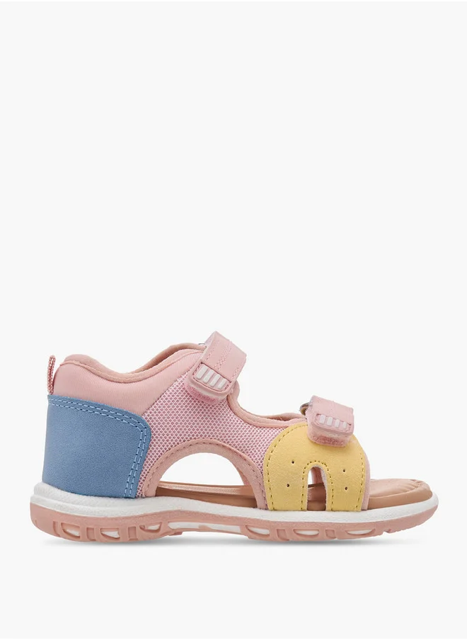 Barefeet Girls Panelled Backstrap Sandals with Hook and Loop Closure
