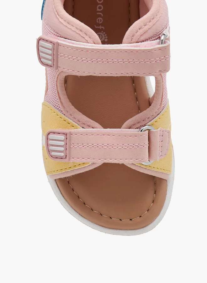 Barefeet Girls Panelled Backstrap Sandals with Hook and Loop Closure