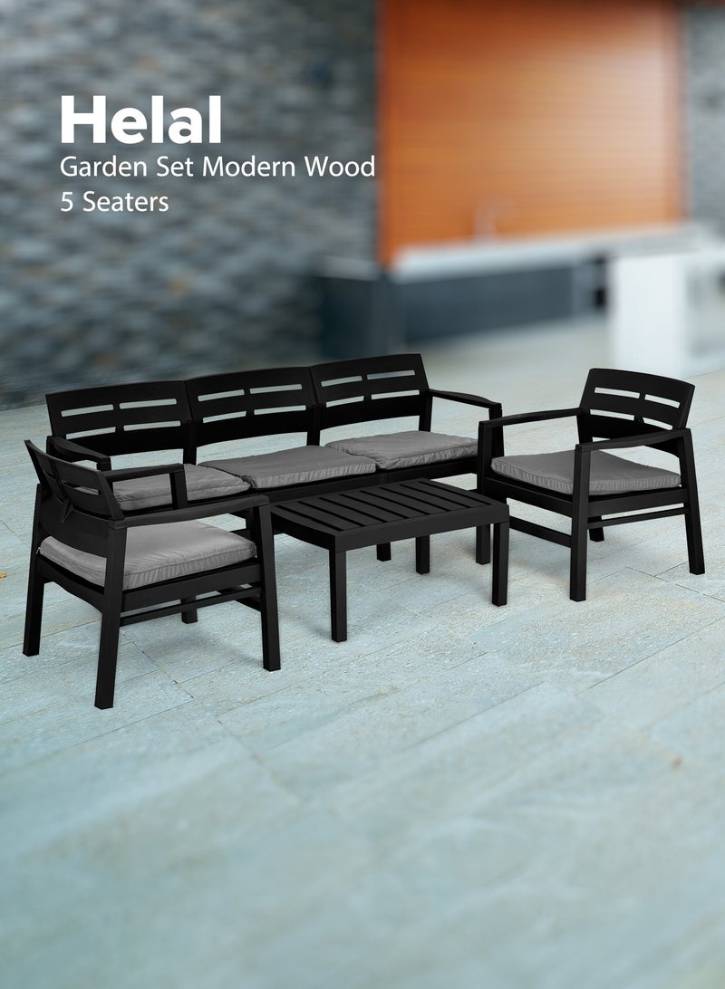 Helal Sofa  Modern Wood Set for 5 Person black - Image 1
