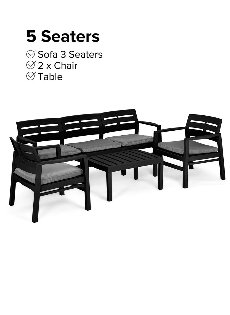 Helal Sofa  Modern Wood Set for 5 Person black - Image 2