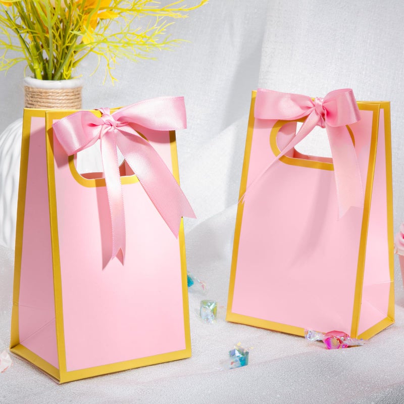 Kolldenn 24 Pcs Small Gift Bags with Bow 6.3 x 3.9 x 2.8 Inch Thank You Gift Bags Elegant Mini Paper Bag with Handles for Wedding Bridal Birthday Baby Shower Bridesmaid Party Favors(Pink) - Image 3