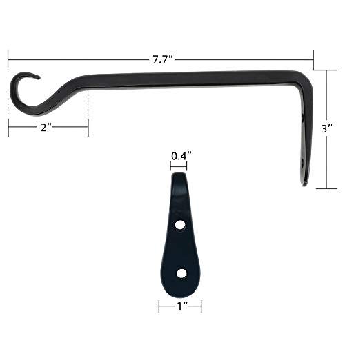 Worth Garden 6-Pack 7" Plant Hanger Bracket - Forged Wrought Iron Powder-Coated Heavy Duty Wall Hook - Black Hanging Hooks - Durable and Stable for Bird Feeders, Planters Indoor & Outdoor - Image 2