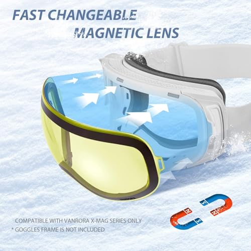 VANRORA X-Mag Ski Goggles Replacement Lens, Yellow Lens - Image 4
