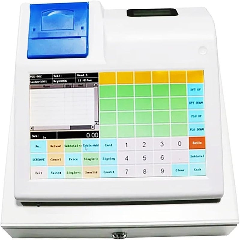 NOWAZA Electronic Cash Register, Smart Small Cash Register, 11-inch Touch Screen English Fast Food Milk Tea Electronic Cash Register, for Shops Businesses(White) - Image 1