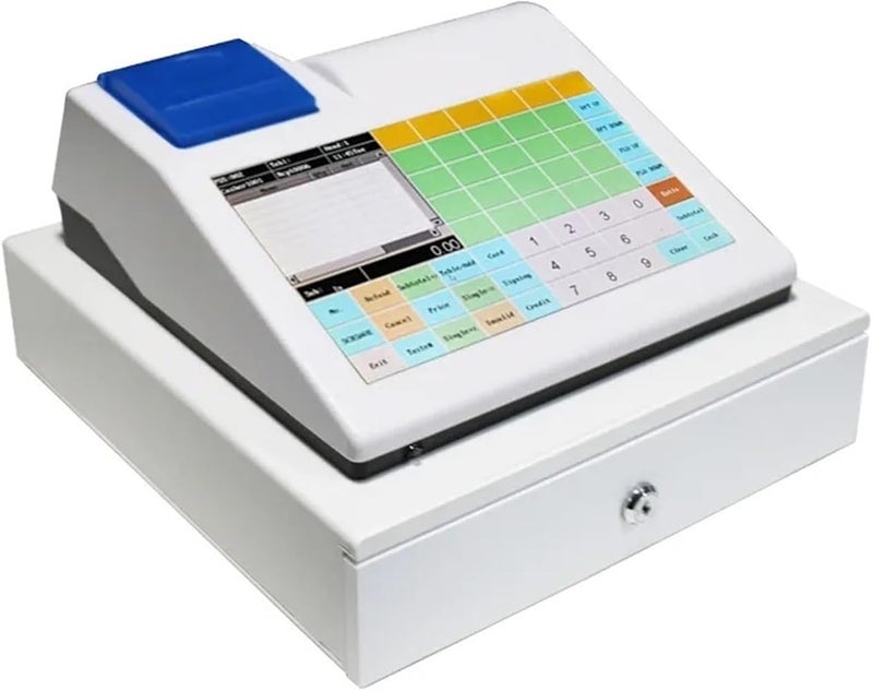 NOWAZA Electronic Cash Register, Smart Small Cash Register, 11-inch Touch Screen English Fast Food Milk Tea Electronic Cash Register, for Shops Businesses(White) - Image 5