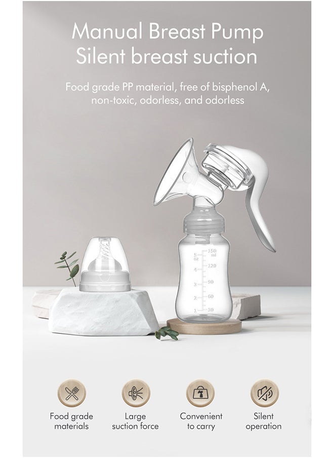 kiddoz Manual Breast Pump, Silent Suction, Food-Grade Pp Material, 150Ml Capacity, Non-Toxic And Odorless, 190G Lightweight Design  - Image 5