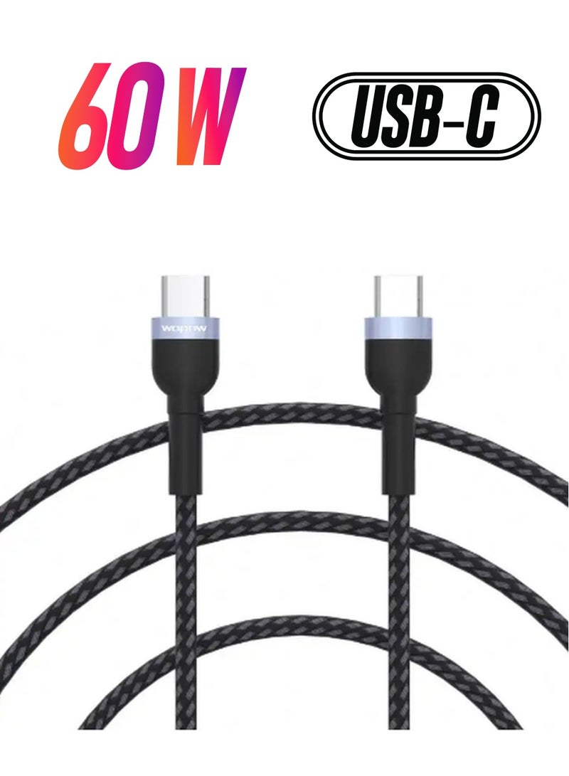 وبو سبائك الألومنيوم USB C إلى USB C كابل شحن سريع PD 60 واط 1.2 متر - Image 1