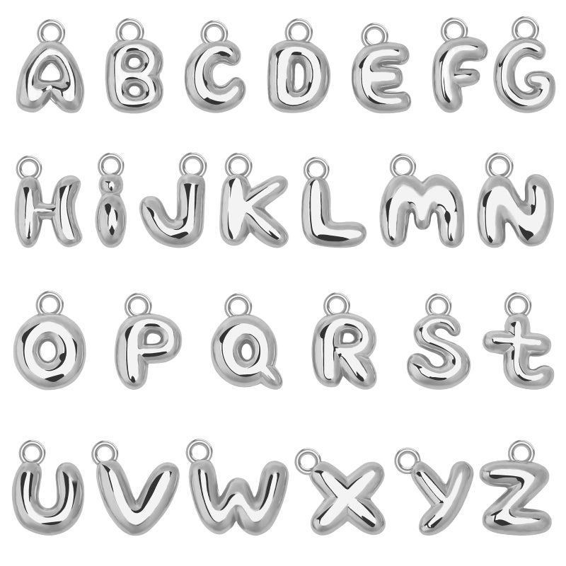 SANNIX 26Pcs Letter Charms for Jewelry Making, Silver A-Z Bubble Alphabet Charms DIY Initial Letter Pendants for Bracelets Necklaces Earrings Craft Supplies - Image 1
