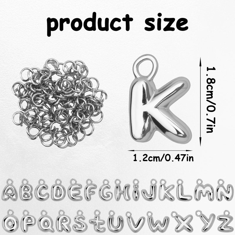 SANNIX 26Pcs Letter Charms for Jewelry Making, Silver A-Z Bubble Alphabet Charms DIY Initial Letter Pendants for Bracelets Necklaces Earrings Craft Supplies - Image 2