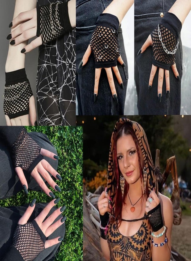 Luwigs Fishnet Gloves Short Nylon Mesh Fingerless Gloves for Women and Girls 80s Costume Wedding Evening Party Accessories (Short-Black, 1 Pair) - Image 4