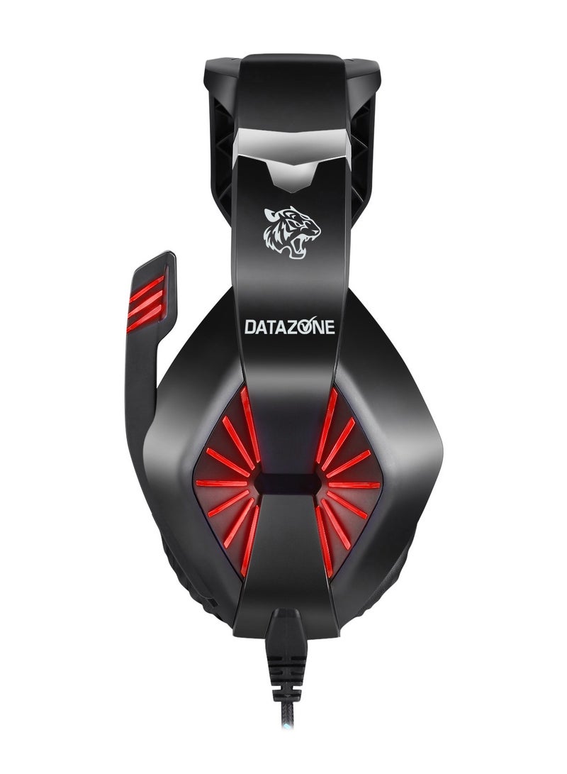 Datazone Wired Gaming Headset in Black Color with Professional Red Lighting, Noise Cancelling, and High-Precision Surround Sound – Compatible with PS5, PS4, PC, XBOX – High Quality and Designed for Gaming Enthusiasts - Image 2