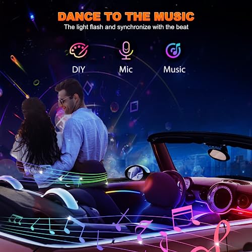 Jushope Interior Car LED Strip Lights, Acrylic LED Lights for Car with Dynamic Dreamcolor Chasing, Ambient Lighting Kits Music Sync Wireless APP and RF Remote Control (8 in 1) - Image 4