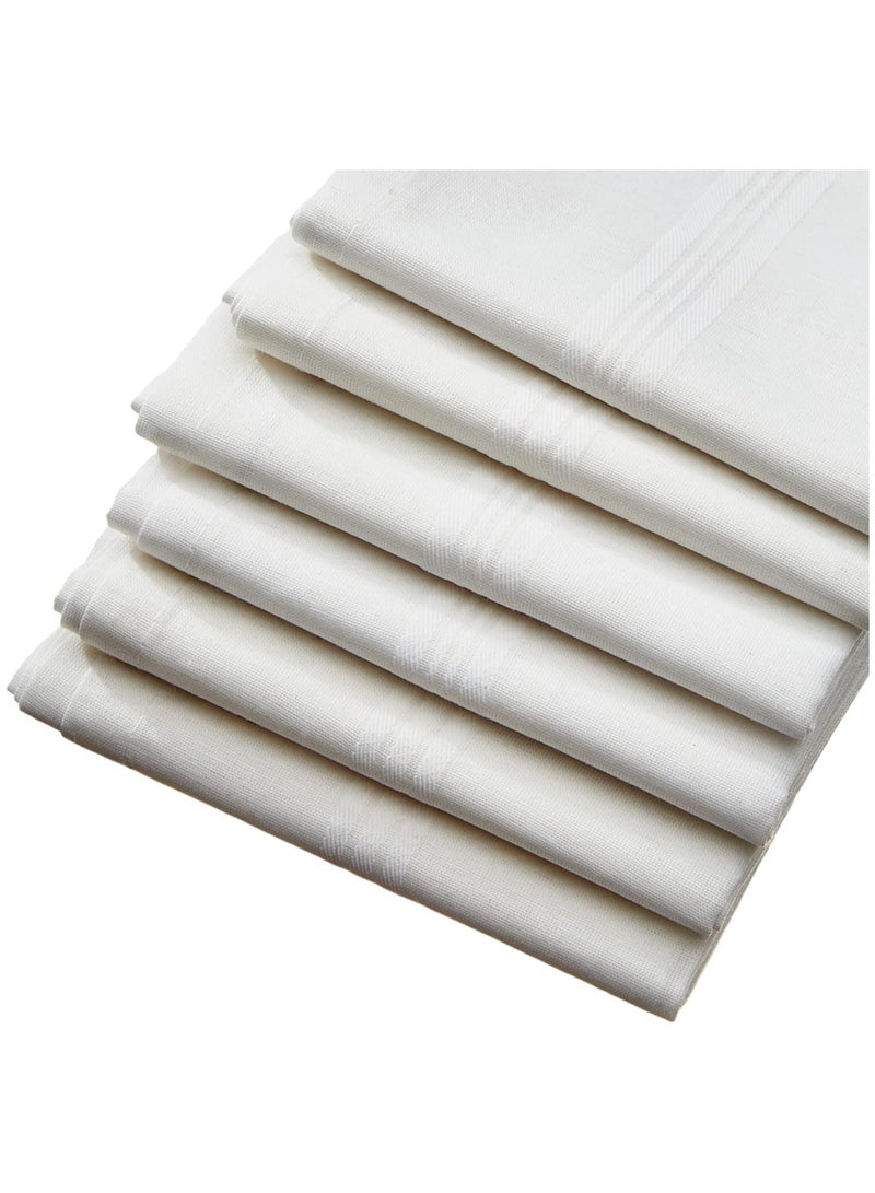 Kuber Industries Cotton Premium Collection Handkerchief|Easy Wash & Premium Cotton Fabric|Plain & Solid Color|Size 42 x 42 CM Pack of 6 (White) - Image 4