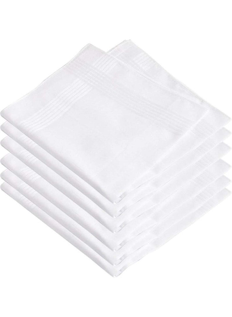 Kuber Industries Cotton Premium Collection Handkerchief|Easy Wash & Premium Cotton Fabric|Plain & Solid Color|Size 42 x 42 CM Pack of 6 (White) - Image 1