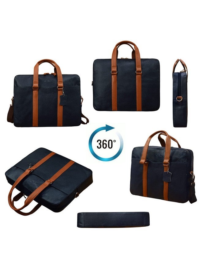 ABYS حقيبة لابتوب جلدية حقيقية مقاس 14 بوصة من ABYS للرجال والنساء (IN07BLTN) - Image 4