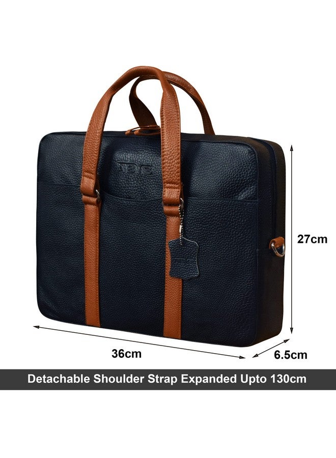 ABYS حقيبة لابتوب جلدية حقيقية مقاس 14 بوصة من ABYS للرجال والنساء (IN07BLTN) - Image 2