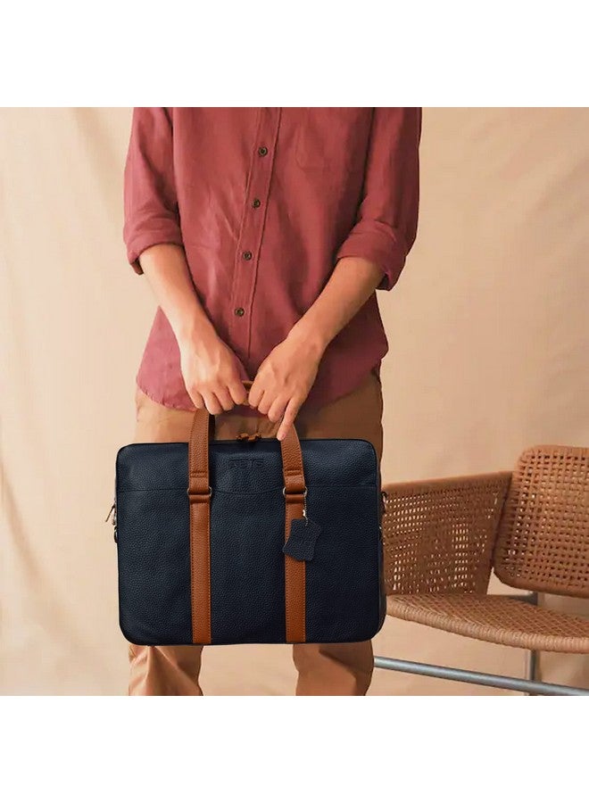 ABYS حقيبة لابتوب جلدية حقيقية مقاس 14 بوصة من ABYS للرجال والنساء (IN07BLTN) - Image 5