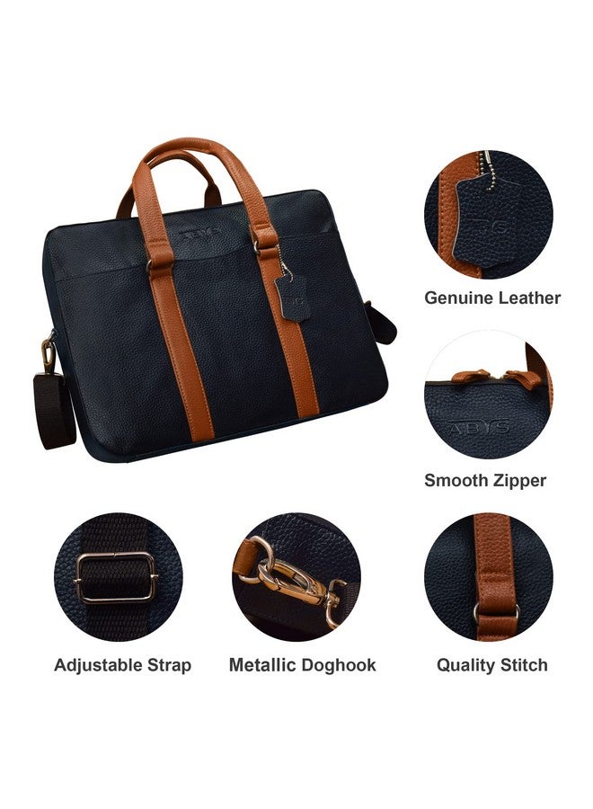 ABYS حقيبة لابتوب جلدية حقيقية مقاس 14 بوصة من ABYS للرجال والنساء (IN07BLTN) - Image 3