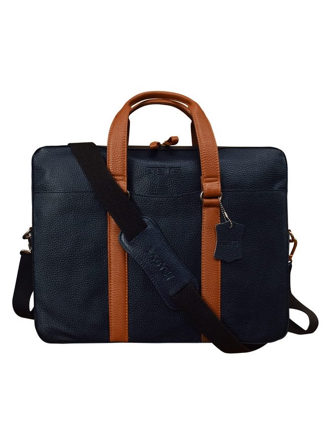 ABYS حقيبة لابتوب جلدية حقيقية مقاس 14 بوصة من ABYS للرجال والنساء (IN07BLTN) - Image 1