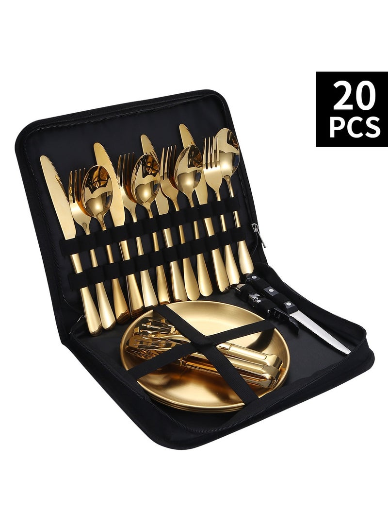 KUYING Stainless Steel Tableware Set Of 20 Pieces Western Knife Fork Spoon Set  - Image 1