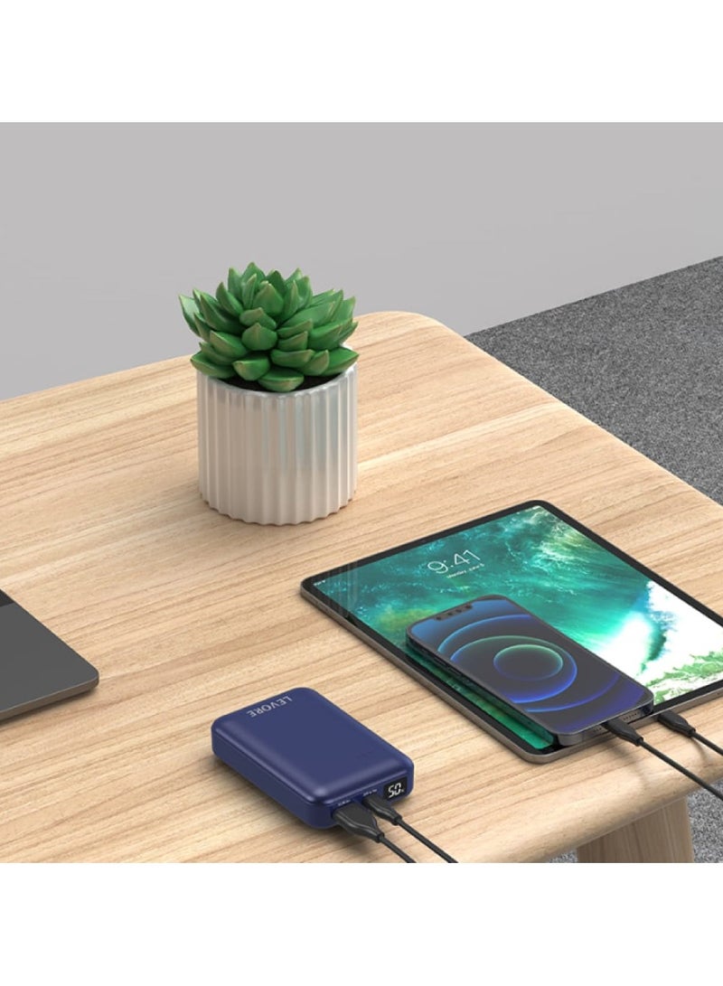 ليفور بنك الطاقة المحمول Levore LP 221 - بطارية عالية السعة 10000 مللي أمبير/ساعة، مدخل Type-C بقوة 18 وات، شحن فائق السرعة من Huawei بقوة 22.5 وات، ومخرجا USB مزدوجان، وتصميم إيطالي أنيق مطلي بالأشعة فوق البنفسجية - Image 2
