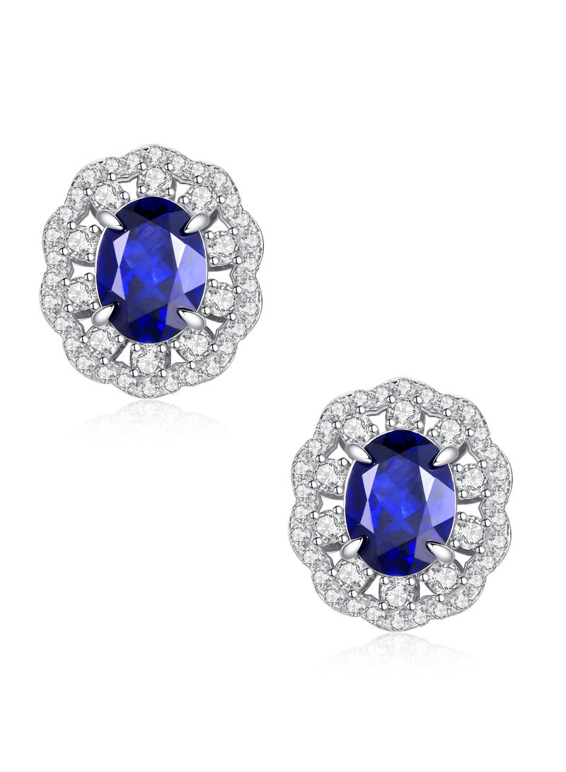 غَيْرُ مَألُوف أقراط مسمارية أنيقة من الياقوت الأزرق المزروع في المختبر بوزن 1.5 قيراط - Image 1