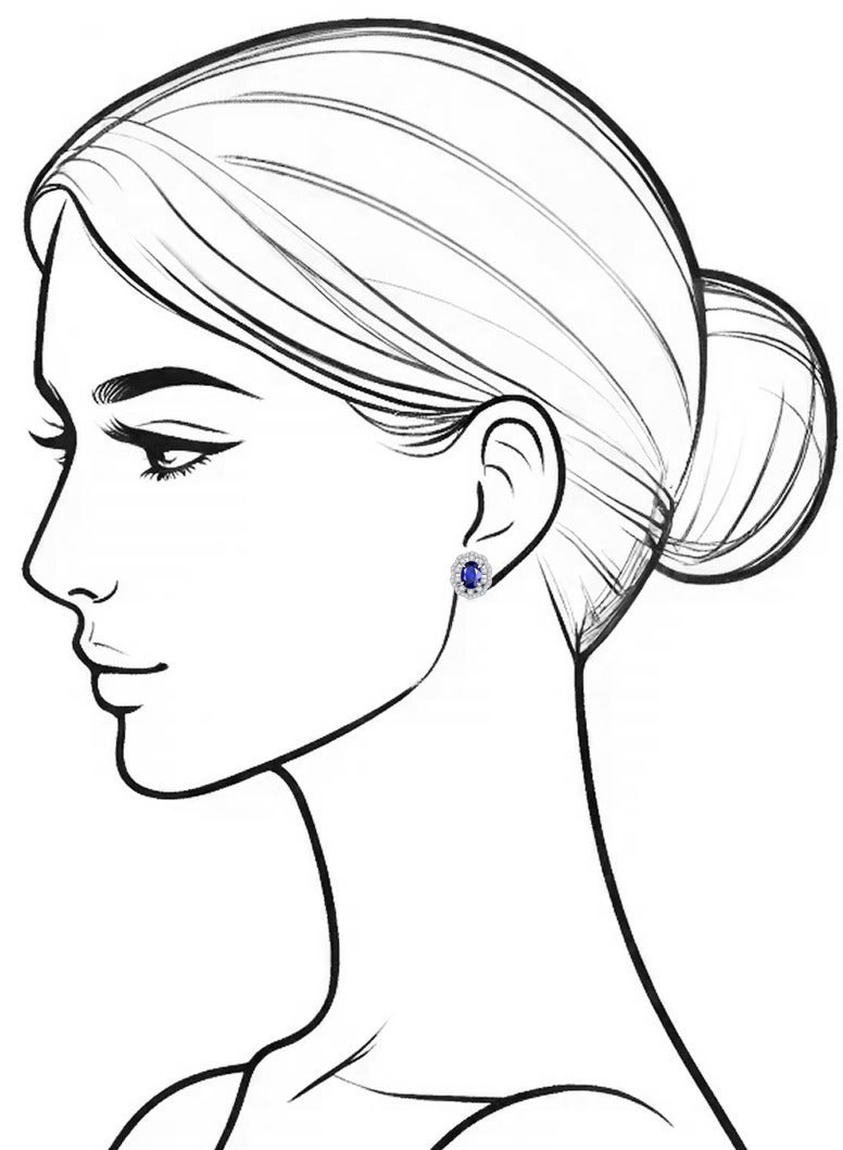 غَيْرُ مَألُوف أقراط مسمارية أنيقة من الياقوت الأزرق المزروع في المختبر بوزن 1.5 قيراط - Image 4