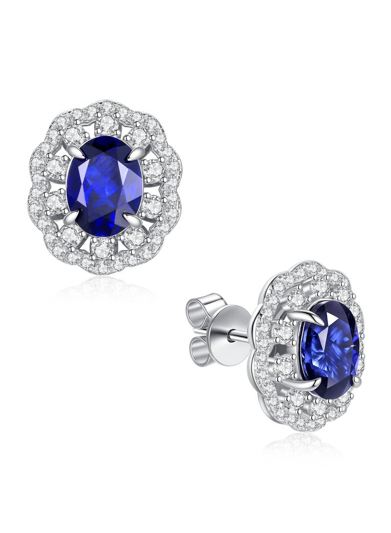 غَيْرُ مَألُوف أقراط مسمارية أنيقة من الياقوت الأزرق المزروع في المختبر بوزن 1.5 قيراط - Image 2