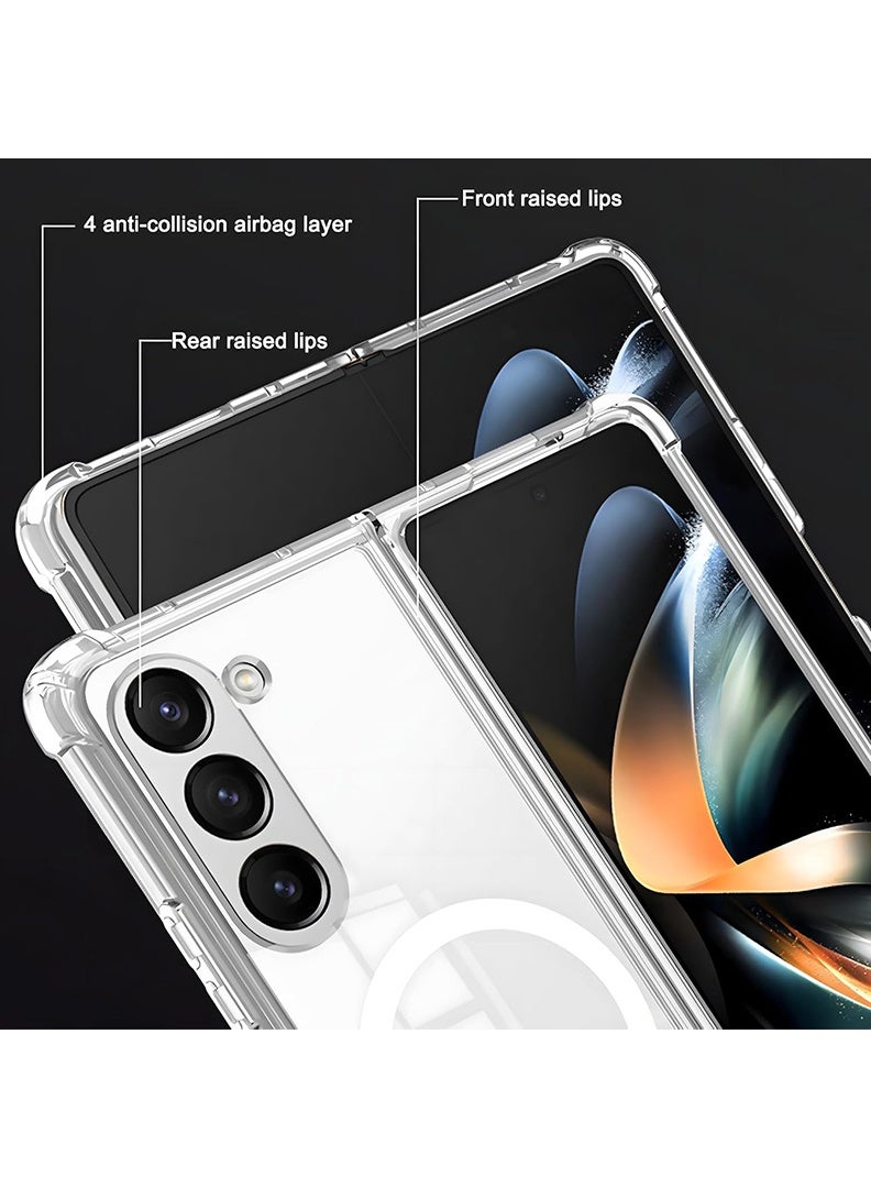 Theodor Magnetic Case for Samsung Galaxy Z Fold 5 Compatible with MagSafe Wireless Charging Shockproof Phone Bumper Cover AntiScratch Clear Back (Clear) - Image 3
