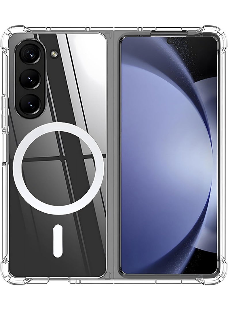 Theodor Magnetic Case for Samsung Galaxy Z Fold 5 Compatible with MagSafe Wireless Charging Shockproof Phone Bumper Cover AntiScratch Clear Back (Clear) - Image 1