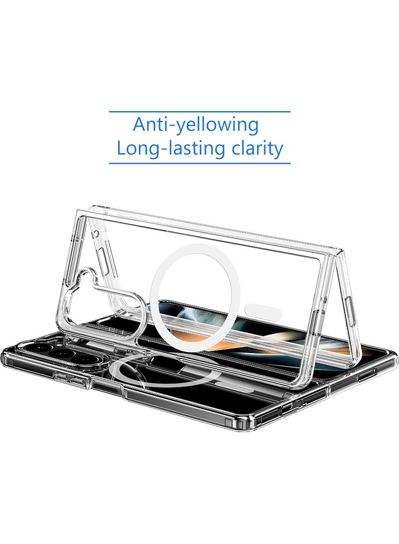 Theodor حافظة مغناطيسية لهاتف Samsung Galaxy Z Fold 5 متوافقة مع الشحن اللاسلكي MagSafe مع غطاء خلفي شفاف مقاوم للصدمات ومضاد للخدش (شفاف) - Image 4