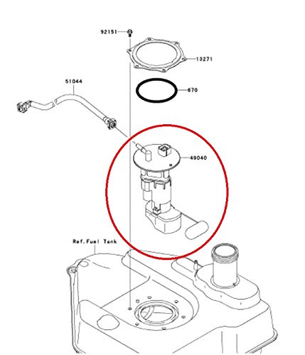 AA Fuel Pump Assembly For 2008-2020 Kawasaki Brute Force 750 4x4i EPS - 49040-0033, 49019-0013, 49040-0717 - Image 3