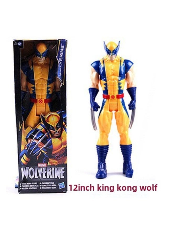 12 Inch Captain America Wolverine Iron Man Thor Spiderman Patriot Black Panther Doll Ornaments-Color:12inch King Kong Wolf - Image 1