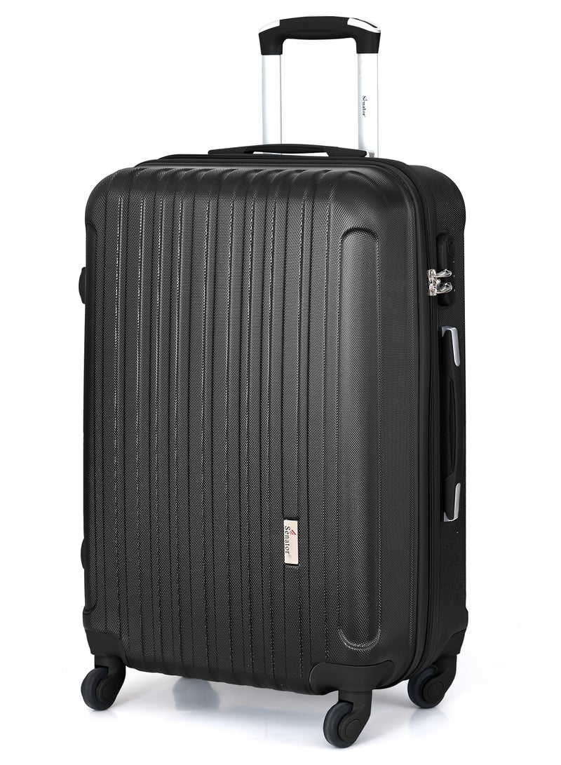 SENATOR Hard Case Travel Bag Medium Checked Luggage Trolley ABS Lightweight Suitcase with 4 Spinner Wheels KH132, Black - Image 1