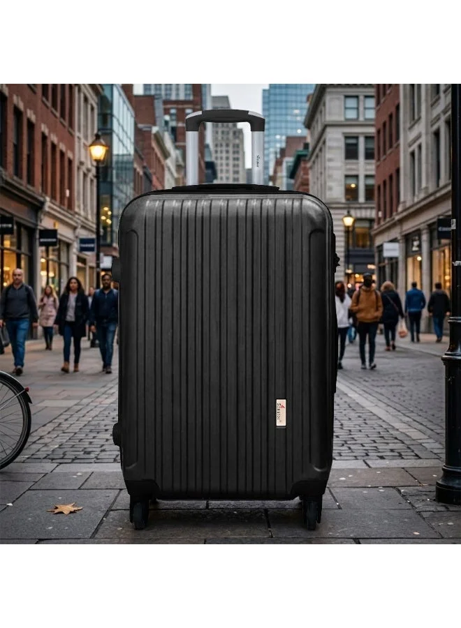 SENATOR Hard Case Travel Bag Medium Checked Luggage Trolley ABS Lightweight Suitcase with 4 Spinner Wheels KH132, Black