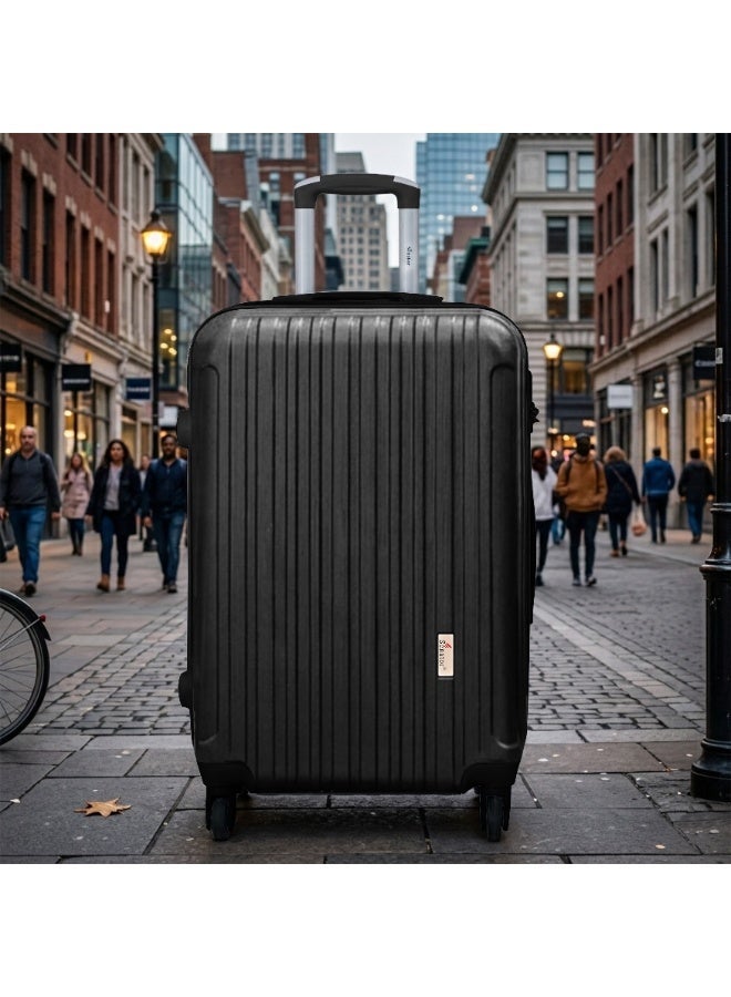 SENATOR Hard Case Travel Bag Medium Checked Luggage Trolley ABS Lightweight Suitcase with 4 Spinner Wheels KH132, Black - Image 2