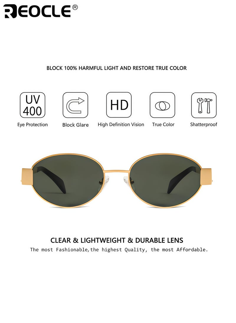 ريوكل نظارات عصرية نسائية ريترو مع إطار معدني وعدسات كمبيوتر واقية من الأشعة فوق البنفسجية نظارات نمط عتيق للملابس غير الرسمية والحماية اليومية من أشعة الشمس - Image 4