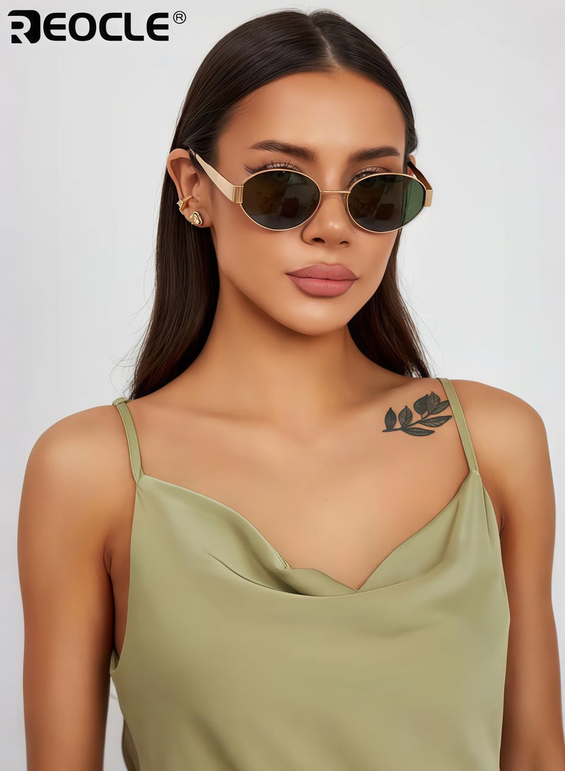 ريوكل نظارات عصرية نسائية ريترو مع إطار معدني وعدسات كمبيوتر واقية من الأشعة فوق البنفسجية نظارات نمط عتيق للملابس غير الرسمية والحماية اليومية من أشعة الشمس - Image 2