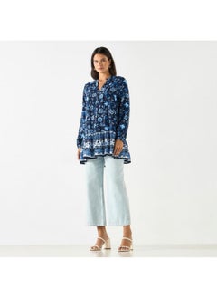 2Xtremz 2Xtremz All-Over Floral Print Tunic with Long Sleeves  - Image 2