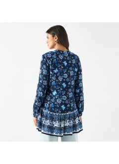 2Xtremz 2Xtremz All-Over Floral Print Tunic with Long Sleeves  - Image 3