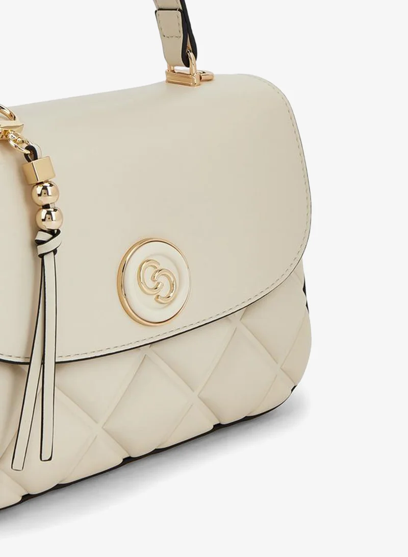 Celeste IVORY Quilted Satchel Bag With Adjustable Strap for Women | Best Price UAE