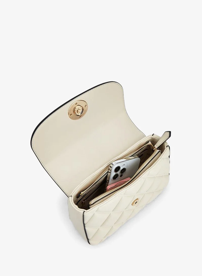 Celeste IVORY Quilted Satchel Bag With Adjustable Strap for Women | Best Price UAE